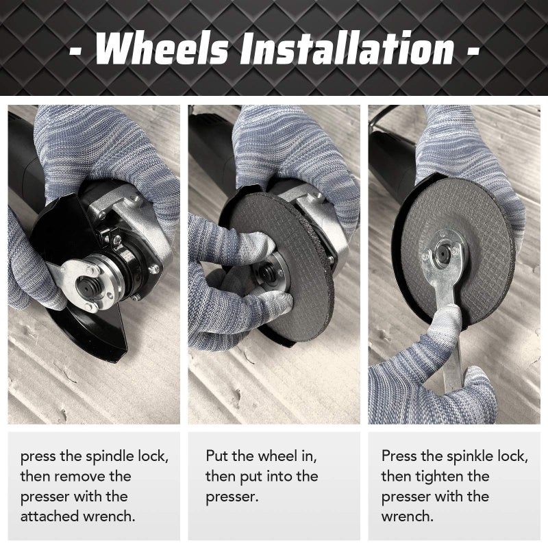 APLMAN أداة طاحونة الزاوية APLMAN، محرك بقوة 5 أمبير، 4-1/2 بوصة مع 1 عجلة طحن، 2 عجلة قطع، 2 فرشاة كربون و 1 مفتاح. - Image 5